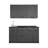 Vicco Eenpersoonskeuken Fame-Line, Donkergrijs/Antraciet, 150 cm zonder werkblad