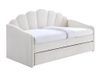 Vente-unique - Uitschuifbed schelp 2 x 90 x 190 cm – fluweel – beige – Elusia – kinderen