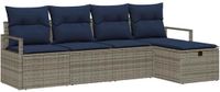 vidaXL Bankstel - Grijs/Marineblauw - Metaal - 117 cm breed
