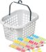 Merkloos / Sans marque Jja Showroom And Head Office Wasknijpers ophang mandje/bakje - wit - met 60x plastic soft grip knijpers