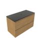 Saniclass Meuble de salle de bain - 100x45x63cm - Plan de toilette en basalte Noche poli (noir) - 1 trou de robinet - 2 tiroirs - chêne mat naturel (bois) SW1420787/SW728237