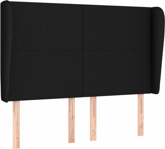vidaXL Hoofdbord - Stof - Zwart - 147x23x118/128 cm
