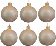 Decoris Boules de Noël set - 12x stuks - perle/champagne - verre - 6 cm - brillant