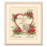 VERVACO Borduurpakket Kruissteek Schilderij BRUILOFT Handwerkpakket voor Wanddecoratie 19 x 21 cm Borduurwerk met Telpatroon DIY Kit Moderne Kruissteek Cadeau Knutselen Voor Volwassenen