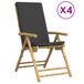 vidaXL Tuinstoelen 4 st inklapbaar met kussens bamboe donkergrijs