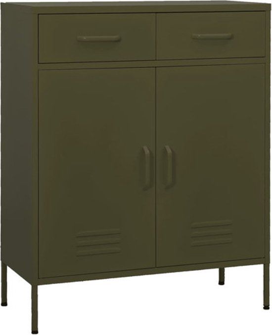 vidaXL Opbergkast 80x35x101,5 cm staal olijfgroen