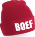 Bellatio Decorations Boef muts/beanie met pompon - onesize - rood