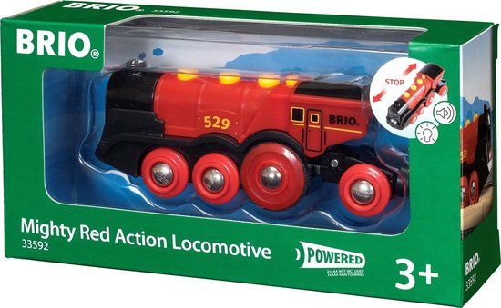 Brio Mighty Red Action Locomotive - Wooden Toy Train - Red & Black - 3+ Years
