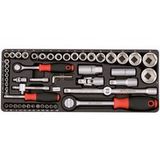 Stubai Jeu de clés à douilles en acier 1/2" & 1/4", 56 pièces
