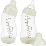 Difrax Babyfles Breed - 310 ml - Wit - 2 Stuks - S-fles - Anti Koliek