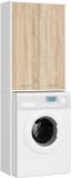Akord Badkamerkast voor Wasmachine FIN / Hoge Wasmachinekast met 2 Deuren / Wit - Sonoma Eik / 64 x 180 x 30 cm