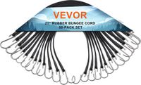 VEVOR Spanrubber met Haak Spantouw Bagagerubber Expander Fiets 50 Stuks 53cm Zwart