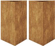 vidaXL Plantenbakken 2 stuks Driehoekig Staal Bruin 50x43x75 cm
