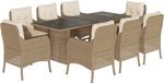 vidaXL 9-delige Tuinset met kussens, beige, van polyrotan
