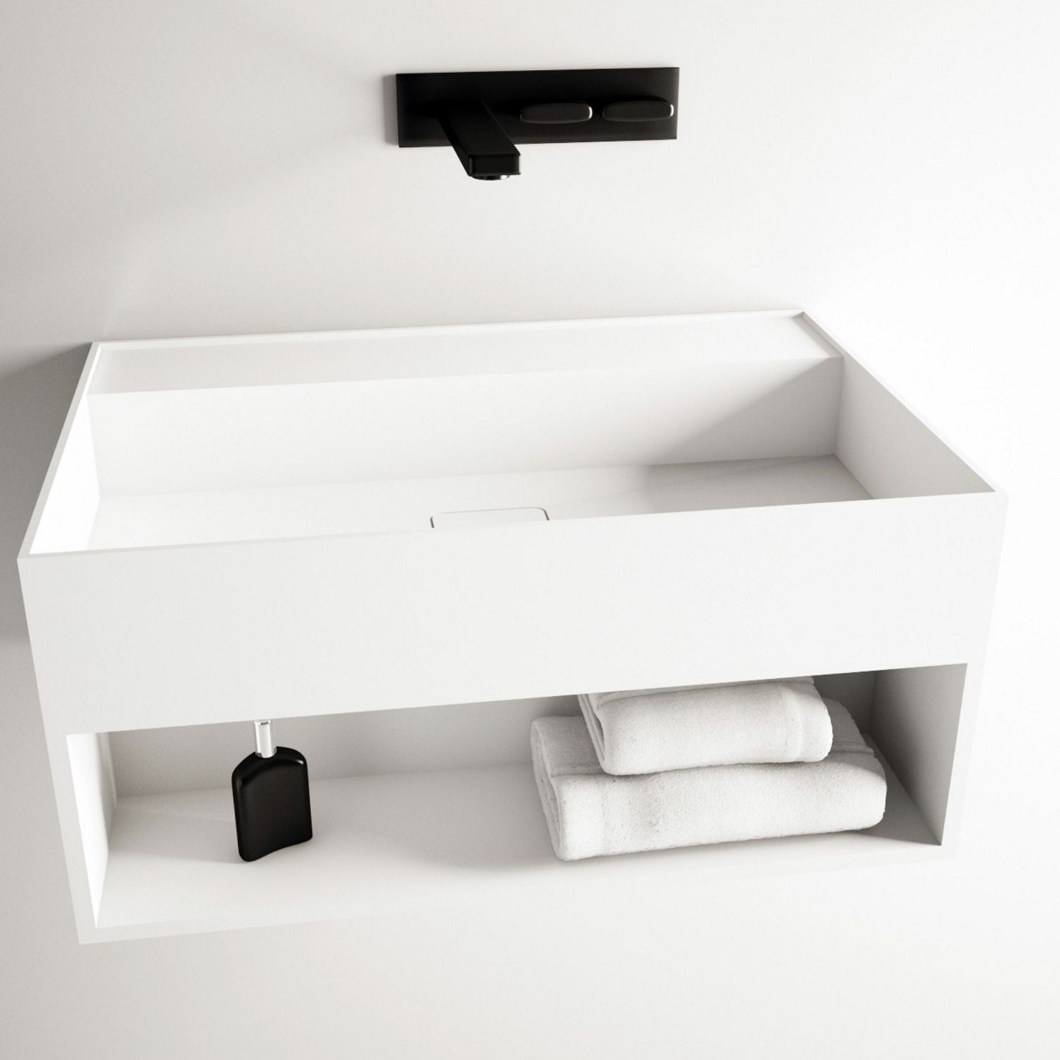 Ideavit Fontein ideavit solidbliss 60x40x28 cm solid surface handdoek opberg mogelijkheid mat wit
