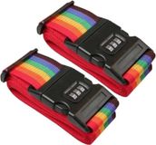 Merkloos / Sans marque Interbosch B.V. Pakket van 2x stuks kofferriemen/bagageriemen met cijferslot 200 cm - kofferspandband regenboog kleuren