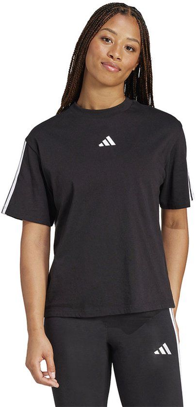 Adidas Essentials 3 Stripes Boyfriend T-shirt Vrouw Zwart XS