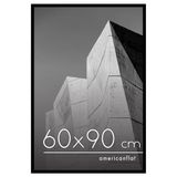 Americanflat 60x90 cm Fotolijst met Schokbestendig Glas - Streamline Collectie - Dunne Rand Fotolijst voor Tafel en Muur - Ophangmateriaal en Ingebouwde Standaard - Zwart