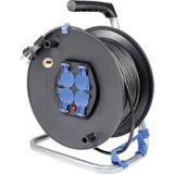 as - Schwabe 10119 Kabelhaspel voor Binnengebruik met 4 Geaarde Stopcontacten, IP20, 230 V/16 A, 50 m Kabellengte, Zwart