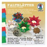 Ursus 3160099 - Vouwbladen sterretjes, ca. 10 x 10 cm, 90 g/m², 100 vel, gesorteerd in 4 kleuren