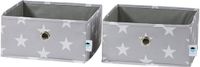 LOVE !T STORE !T LOVE IT STORE IT Lade-organizer 2-delig - Garderobekastorganizer - Set met twee grote dozen - Verstevigd met karton - Grijs met sterren - 30x30x15 cm