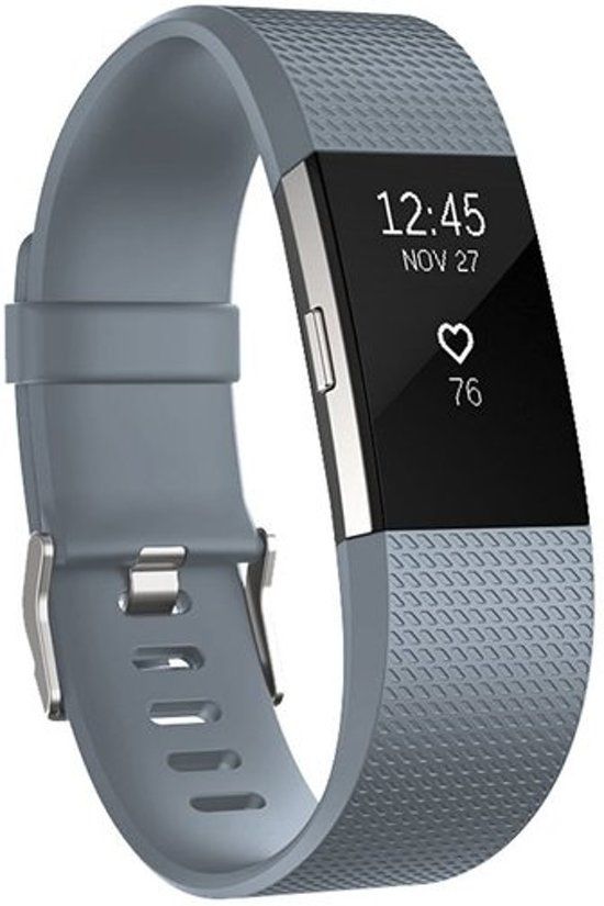 Qubix Fitbit Charge 2 sportbandje (Large) - Grijs
