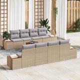 Prolenta Maison Exclusive Ensemble de salon de jardin exclusif - 9 pièces, en résine tressée beige