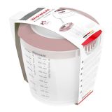 Westmark Helena Beslagkom/maatbeker met spatbescherming, deksel en tuit, kunststof, 1,4 l, doorzichtig/roze