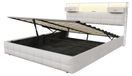 Bol Bed met opbergruimte - Gestoffeerd bedframe met hoofdeinde - Hoofdeinde met opbergruimte - 2 lades - LED-verlichting - Fluweelbekleding - 140 x 200 cm - Beige