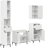 vidaXL Badkamermeubel Set Hoogglans Wit Hout Metaal