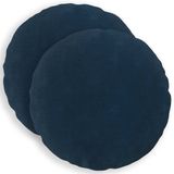 vidaXL - Kussensloop - 2 stuks - HEERLEN - Blauw - Ø 40 cm - Katoensatijn
