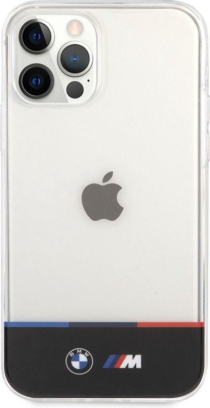 BMW M-Line Tricolor Horizontal Line Back Case for Apple iPhone 12 Pro Max - Transparent