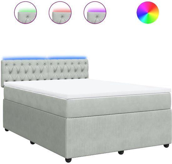 vidaXL Boxspring met matras fluweel lichtgrijs 160x200 cm