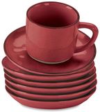 LOBERON Kopje en schoteltje set van 6 Biarré rood