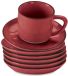 LOBERON Kopje en schoteltje set van 6 Biarré rood