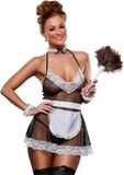 Magic Silk Bedroom Fantasy Lingerie voor vrouwen Chamber Maid Queen Size - zwart