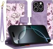 Techsuit Hoesje geschikt voor Apple iPhone 16 Pro - FlipCraft Book Wallet Case met koord - Mysterious Purple