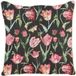 Ulticool Kussenhoes Tulpen Zwart Vlinder Bloemen - Jacquard Gobelin - Sierkussen 45x45 cm