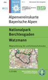 Nationalpark Deutscher Alpenverein e.V. Nationalpark Berchtesgaden, Watzmann: Topographische Karte 1:25.000 mit Wegmarkierung, Ski- und Schneeschuhrouten: 21