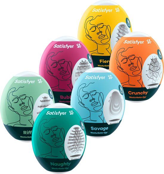 Satisfyer Masturbator Egg, verschillende structuren, hydro-actief TPE, geen glijmiddel nodig, voor eenmalig gebruik