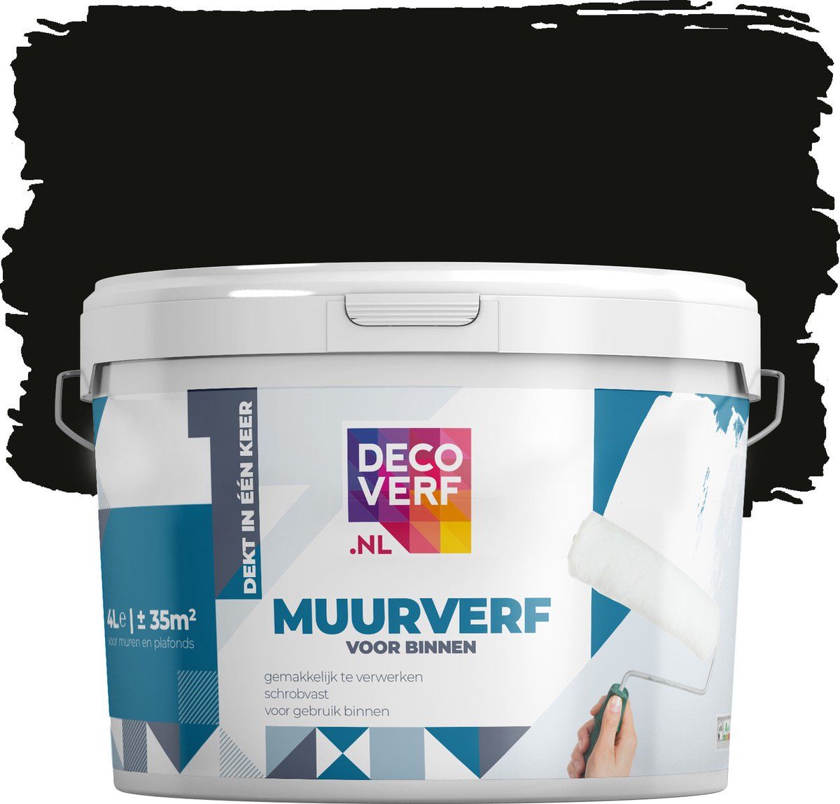 Decoverf.nl Decoverf muurverf mat, nachtzwart, 4L - 8719743417984