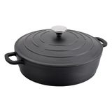 Commichef XR-L28BK 28cm gegoten aluminium ondiepe ovenschotel, geschikt voor oven en alle soorten kookplaat, perfect voor stoofschotels en ovenschotels, zwart