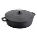 Commichef XR-L28BK 28cm gegoten aluminium ondiepe ovenschotel, geschikt voor oven en alle soorten kookplaat, perfect voor stoofschotels en ovenschotels, zwart