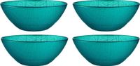 Vivalto Kommetjes/serveer schaaltjes/soepkommen - 4x - Murano - glas - D15 x H6 cm - turquoise blauw - Stapelbaar