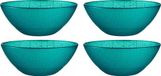 Vivalto Kommetjes/serveer schaaltjes/soepkommen - 4x - Murano - glas - D15 x H6 cm - turquoise blauw - Stapelbaar
