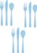 Unique Party set de couverts - 48 personnes - plastique réutilisable - bleu clair - couteaux/fourchettes/cuillères