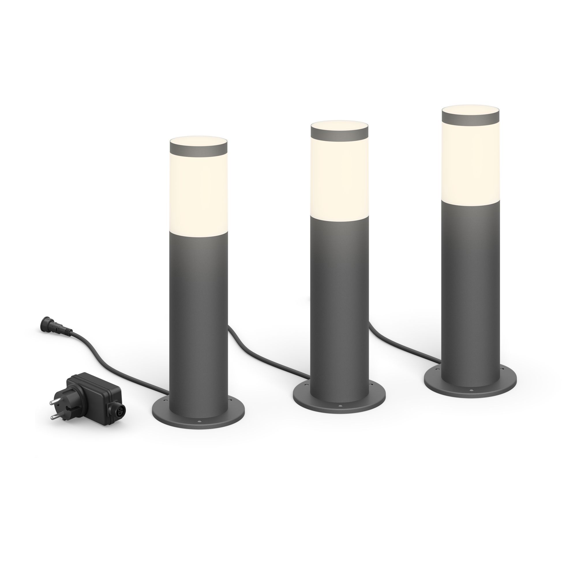 Philips LED Utrecht Outdoor Pedestal Light Set - 3 Pack - Grey - 600 lm - Warm White