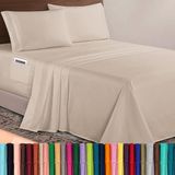 Elegant Comfort 1500 hoogwaardige microvezel 4-delige lakenset, kingsize, crème