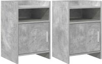 vidaXL Nachtkastjes - 2 stuks - Betongrijs - 40 x 36 x 60 cm - Bewerkt hout