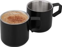 Tasses à expresso en acier inoxydable, set de 2, 120 ml, double paroi isolé, noir